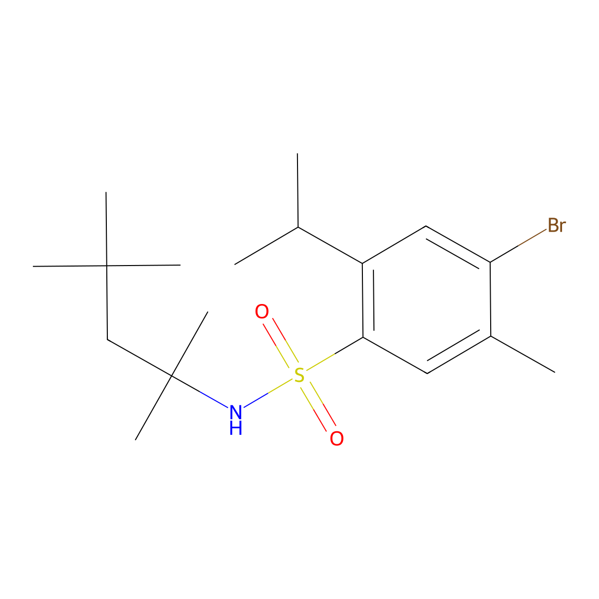 4-bromo-5-methyl-2-(propan-2-yl)-N-(2,4,4-trimethylpentan-2-yl)benzene-1-sulfonamide molecular structure, CAS 2419397-41-2