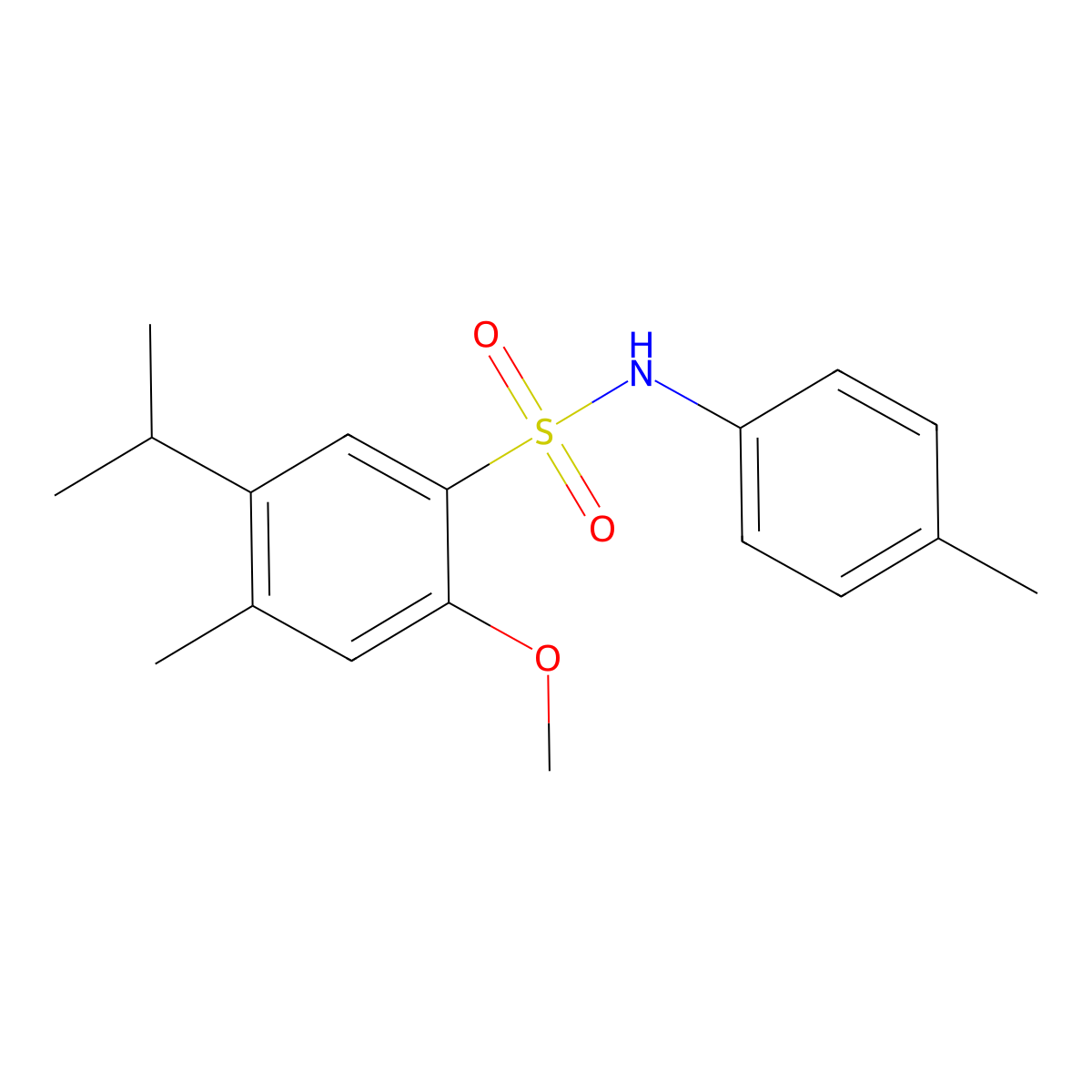2-methoxy-4-methyl-N-(4-methylphenyl)-5-(propan-2-yl)benzene-1-sulfonamide molecular structure, CAS 2419411-04-2