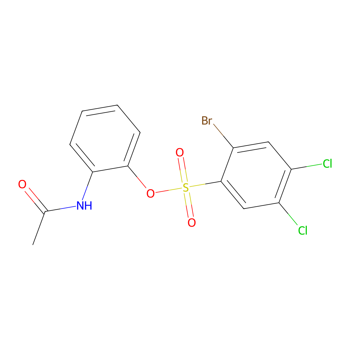 2-Acetamidophenyl 2-bromo-4,5-dichlorobenzene-1-sulfonate molecular structure, CAS 2419411-16-6
