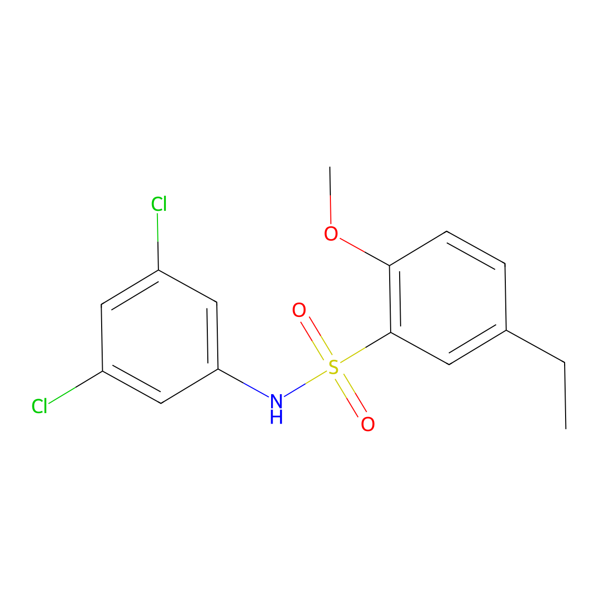 N-(3,5-dichlorophenyl)-5-ethyl-2-methoxybenzene-1-sulfonamide molecular structure, CAS 2419415-78-2
