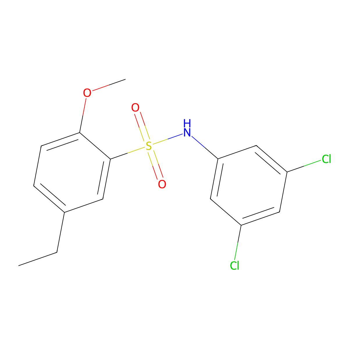 N-(3,5-dichlorophenyl)-5-ethyl-2-methoxybenzene-1-sulfonamide molecular structure, CAS 2419415-78-2