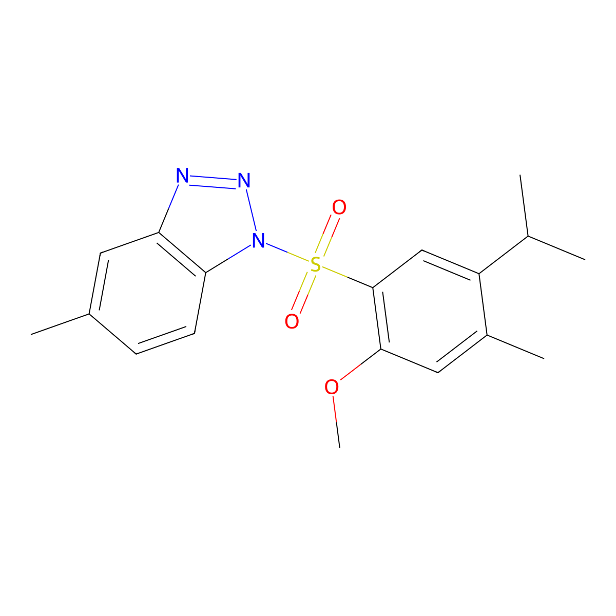 1-[2-methoxy-4-methyl-5-(propan-2-yl)benzenesulfonyl]-5-methyl-1H-1,2,3-benzotriazole molecular structure, CAS 2419420-11-2