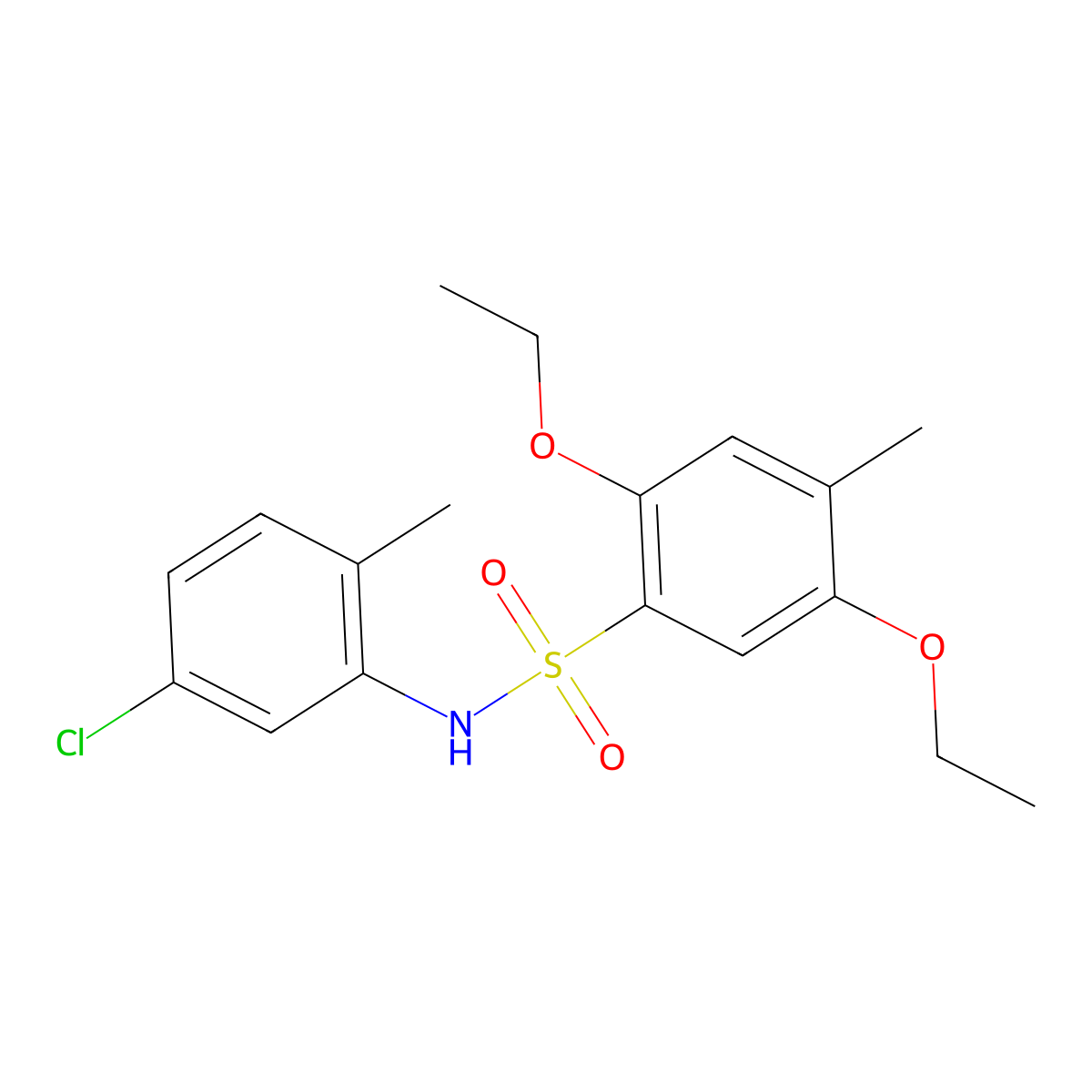 N-(5-chloro-2-methylphenyl)-2,5-diethoxy-4-methylbenzene-1-sulfonamide molecular structure, CAS 2419422-38-9