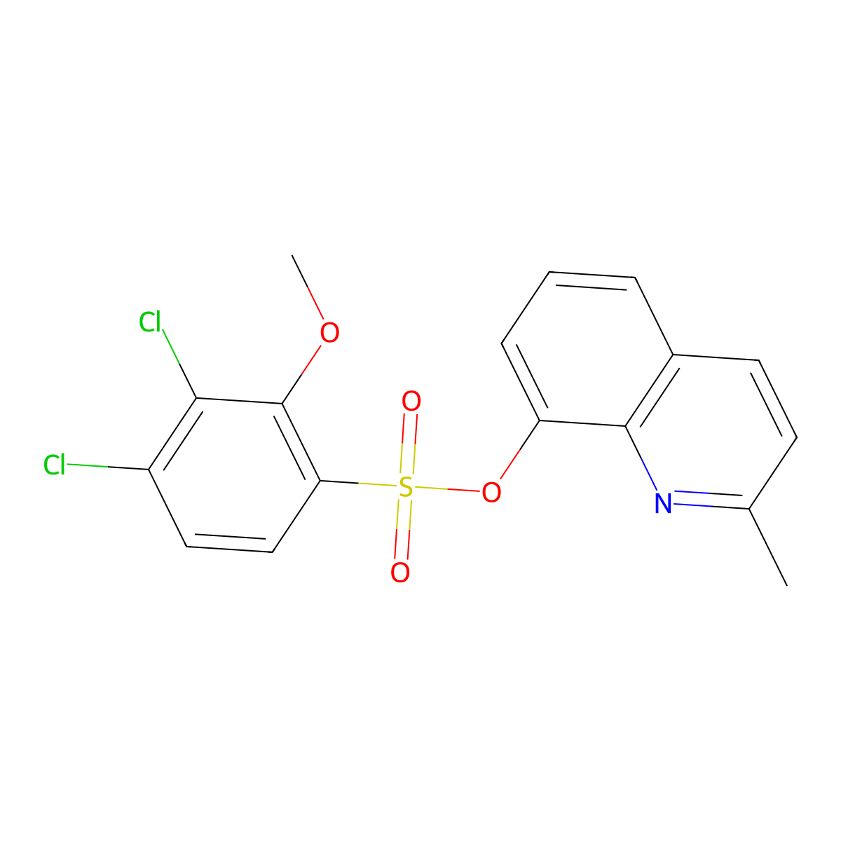 2-Methylquinolin-8-yl 3,4-dichloro-2-methoxybenzene-1-sulfonate molecular structure, CAS 2419461-78-0