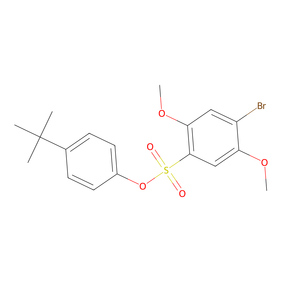 4-Tert-butylphenyl 4-bromo-2,5-dimethoxybenzene-1-sulfonate molecular structure, CAS 2419472-34-5