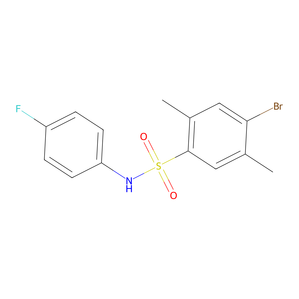 4-bromo-N-(4-fluorophenyl)-2,5-dimethylbenzene-1-sulfonamide molecular structure, CAS 2419582-50-4