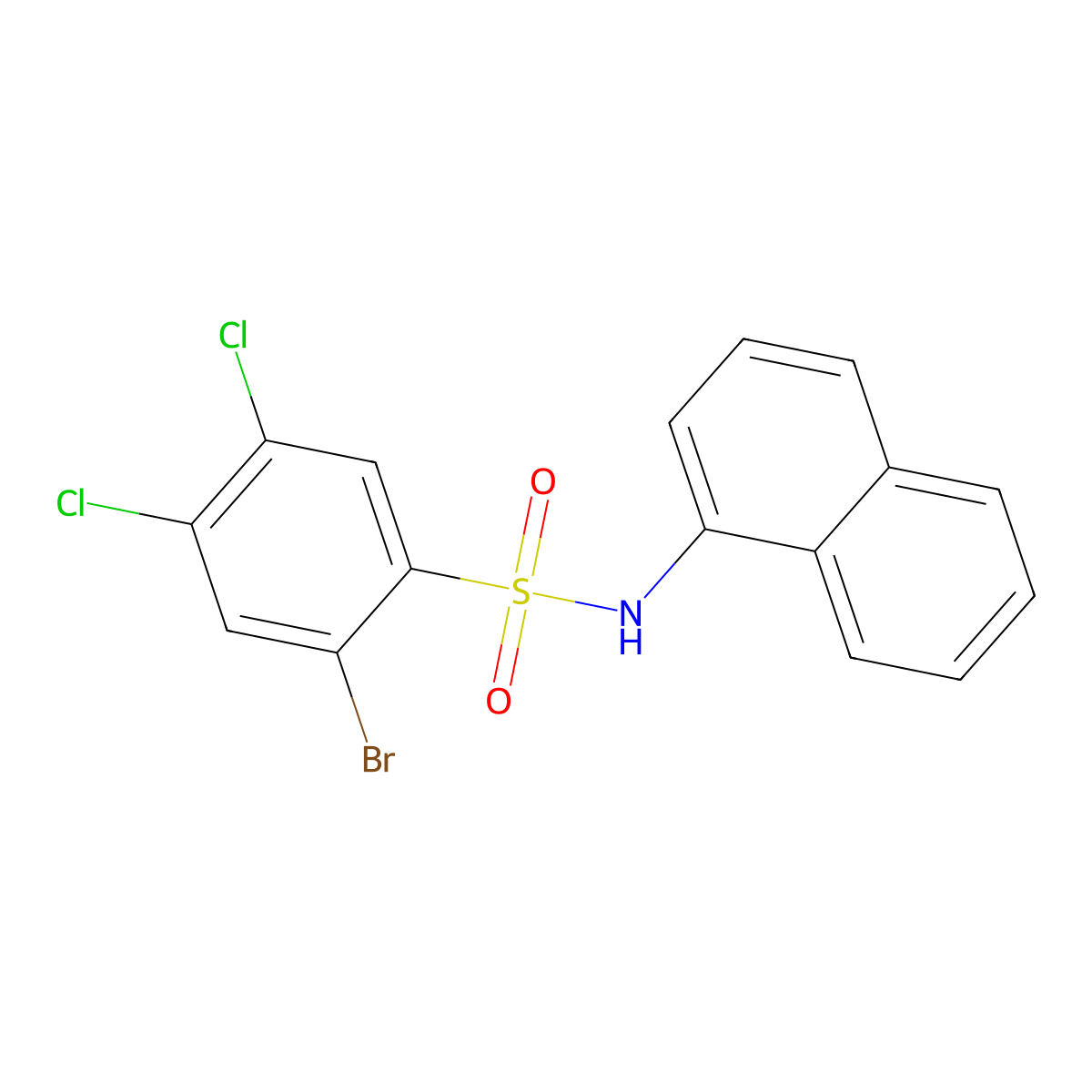 2-bromo-4,5-dichloro-N-(naphthalen-1-yl)benzene-1-sulfonamide molecular structure, CAS 2419584-57-7