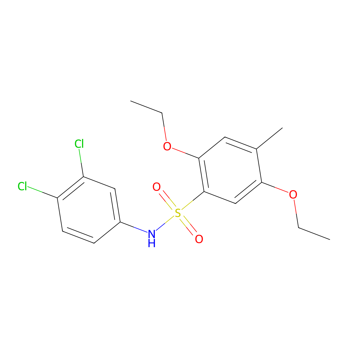 N-(3,4-dichlorophenyl)-2,5-diethoxy-4-methylbenzene-1-sulfonamide molecular structure, CAS 2419584-65-7