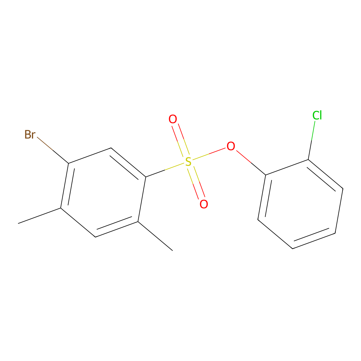 2-Chlorophenyl 5-bromo-2,4-dimethylbenzene-1-sulfonate molecular structure, CAS 2419584-72-6