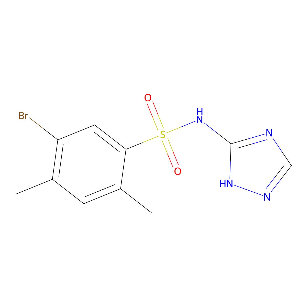 5-bromo-2,4-dimethyl-N-(1H-1,2,4-triazol-3-yl)benzene-1-sulfonamide molecular structure, CAS 2419591-57-2