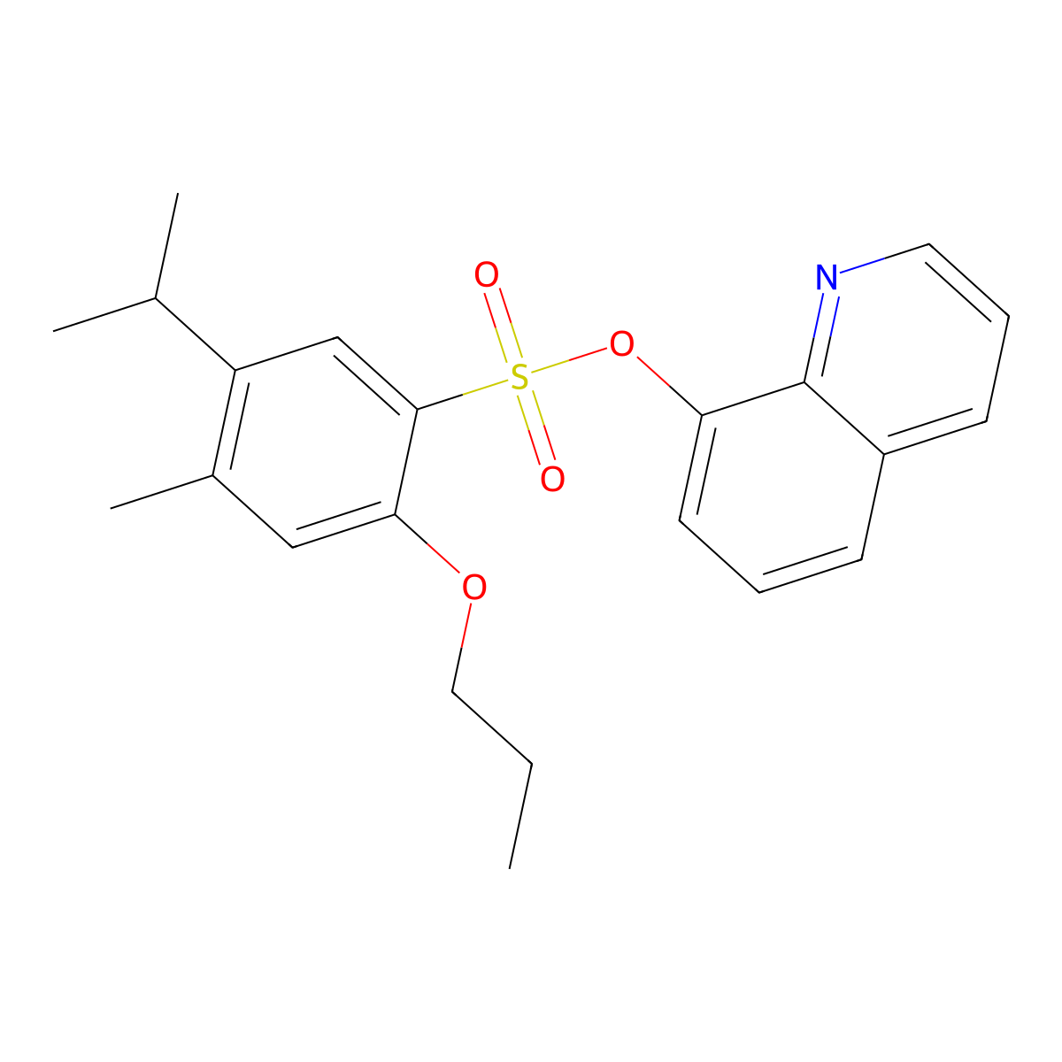 Quinolin-8-yl 4-methyl-5-(propan-2-yl)-2-propoxybenzene-1-sulfonate molecular structure, CAS 2419642-14-9