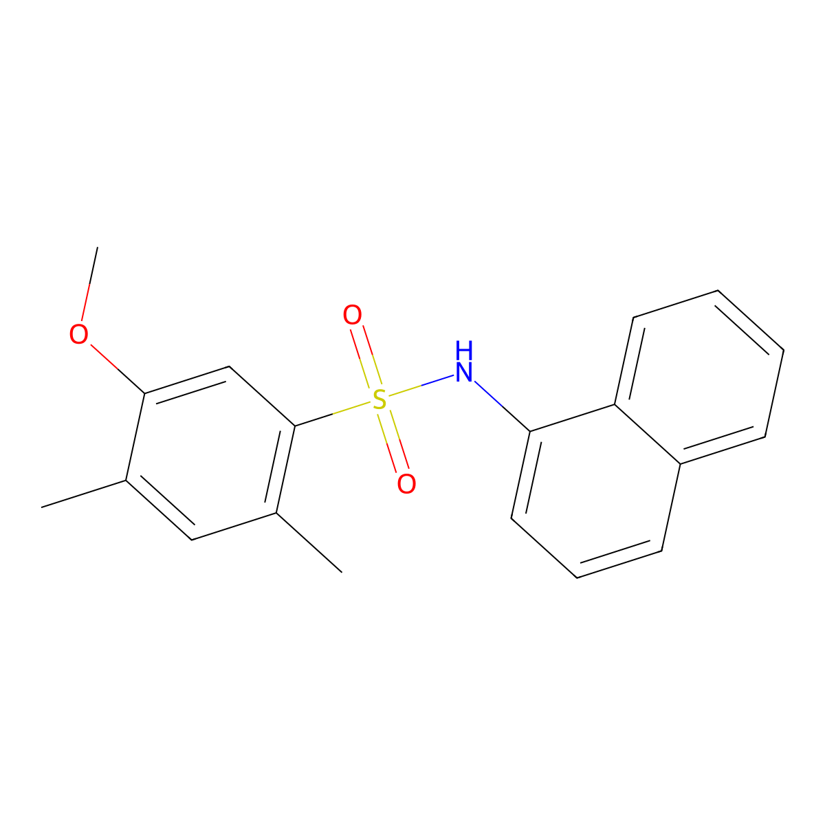 5-methoxy-2,4-dimethyl-N-(naphthalen-1-yl)benzene-1-sulfonamide molecular structure, CAS 2419650-31-8