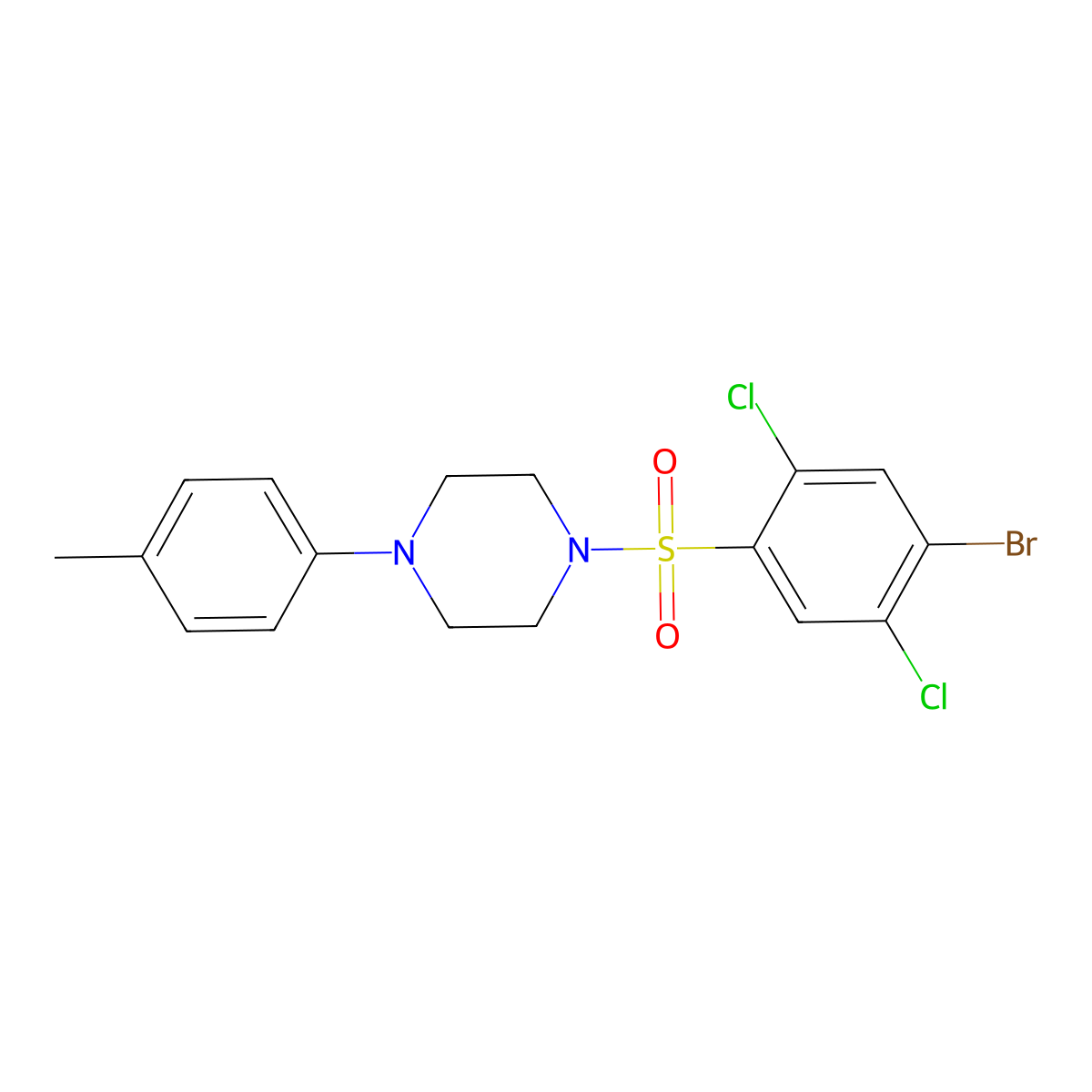 1-(4-Bromo-2,5-dichlorobenzenesulfonyl)-4-(4-methylphenyl)piperazine molecular structure, CAS 2419650-37-4