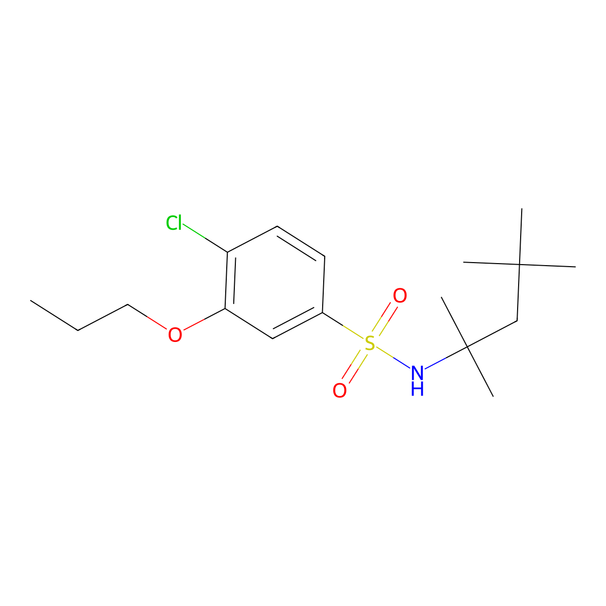 4-chloro-3-propoxy-N-(2,4,4-trimethylpentan-2-yl)benzene-1-sulfonamide molecular structure, CAS 2419650-49-8