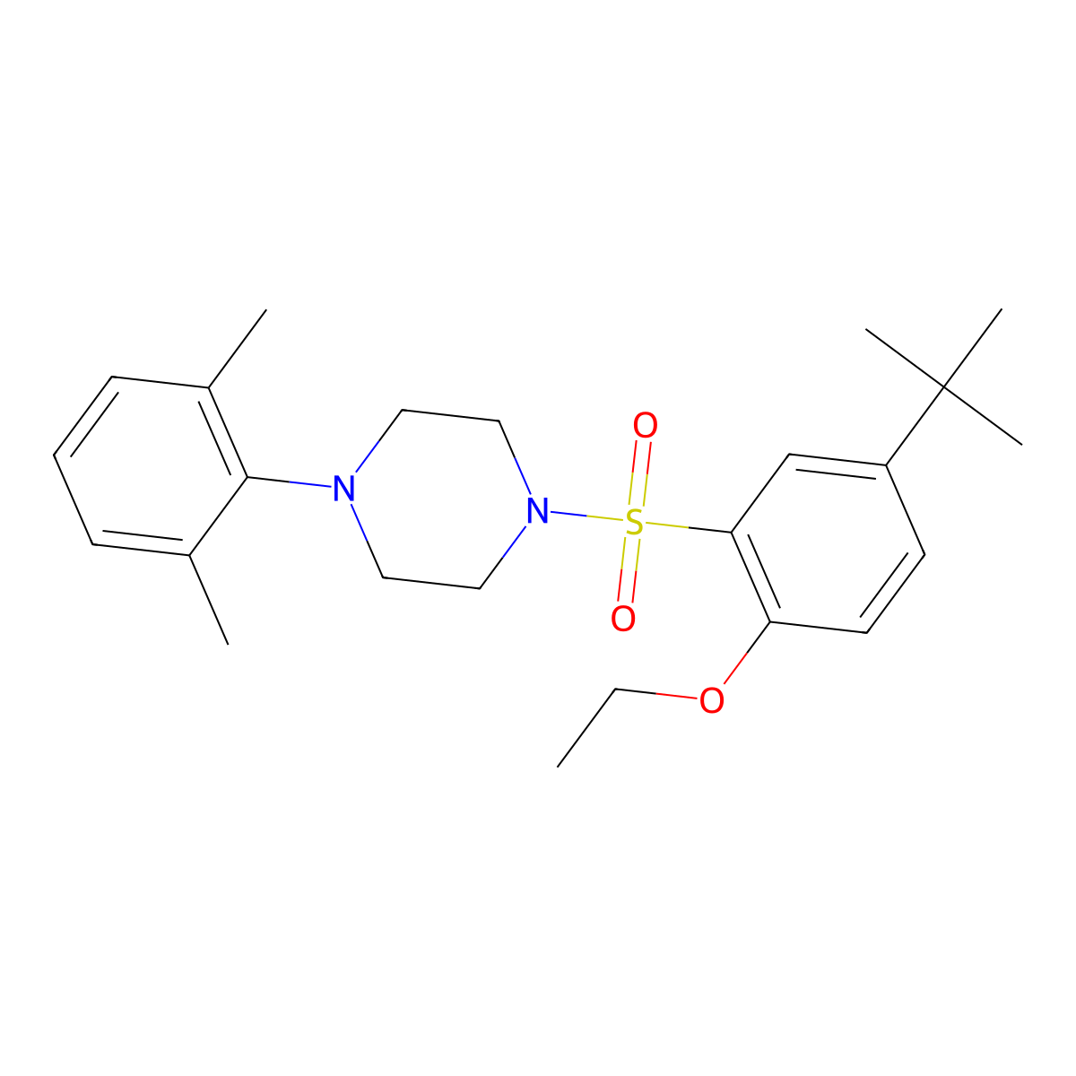 1-(5-Tert-butyl-2-ethoxybenzenesulfonyl)-4-(2,6-dimethylphenyl)piperazine molecular structure, CAS 2419650-57-8