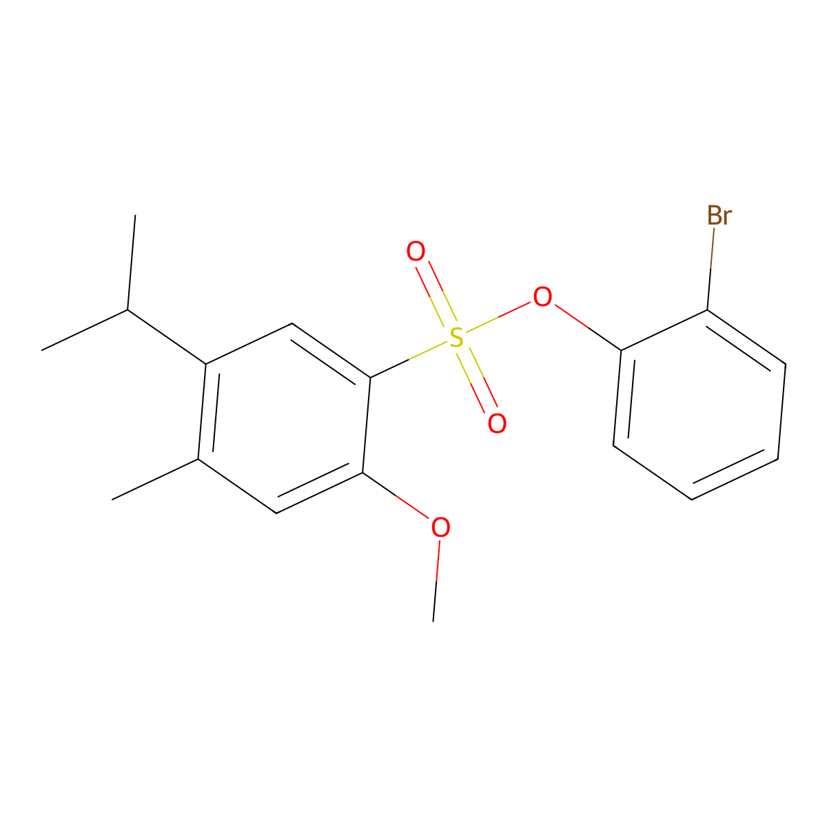 2-Bromophenyl 2-methoxy-4-methyl-5-(propan-2-yl)benzene-1-sulfonate molecular structure, CAS 2419650-69-2