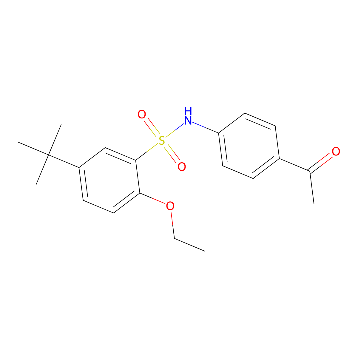 N-(4-acetylphenyl)-5-tert-butyl-2-ethoxybenzene-1-sulfonamide molecular structure, CAS 2419664-50-7