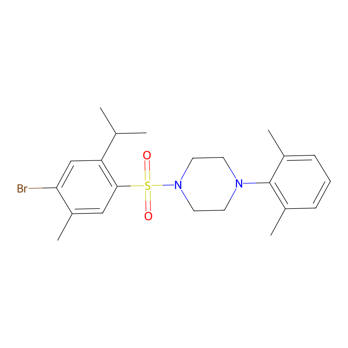1-[4-Bromo-5-methyl-2-(propan-2-yl)benzenesulfonyl]-4-(2,6-dimethylphenyl)piperazine molecular structure, CAS 2419666-06-9