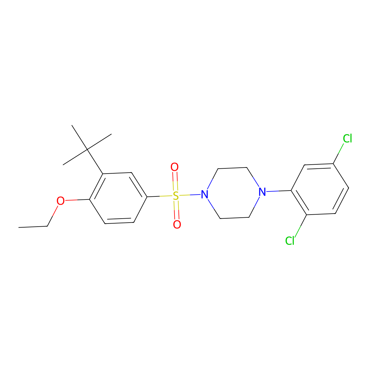 1-(3-Tert-butyl-4-ethoxybenzenesulfonyl)-4-(2,5-dichlorophenyl)piperazine molecular structure, CAS 2419666-25-2