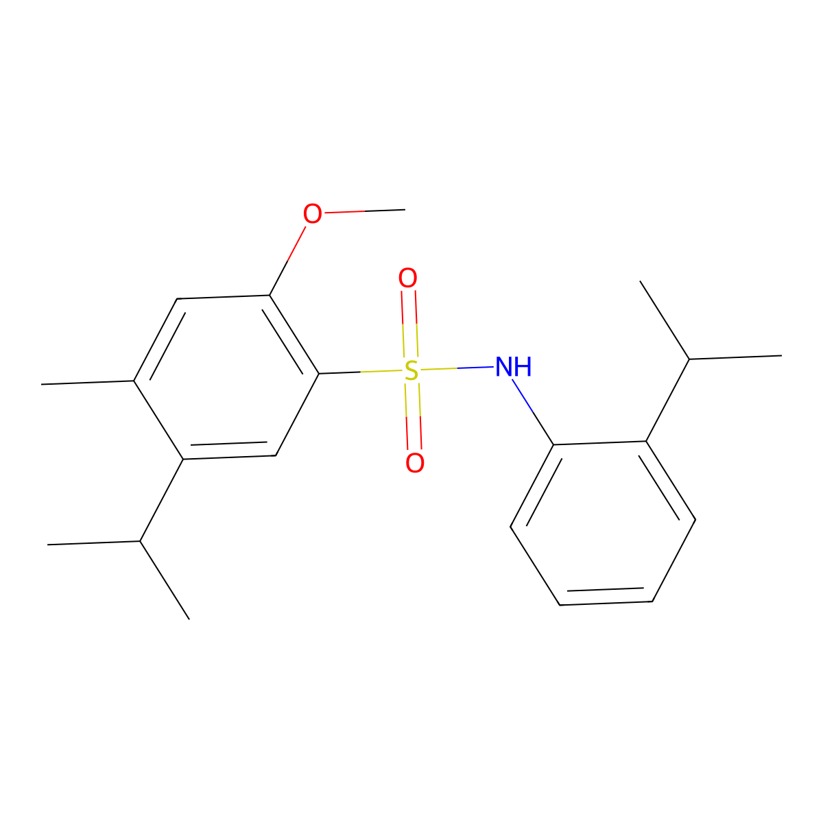 2-methoxy-4-methyl-5-(propan-2-yl)-N-[2-(propan-2-yl)phenyl]benzene-1-sulfonamide molecular structure, CAS 2419671-85-3