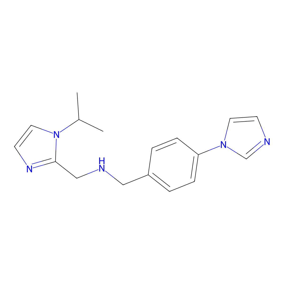 {[4-(1H-imidazol-1-yl)phenyl]methyl}({[1-(propan-2-yl)-1H-imidazol-2-yl]methyl})amine molecular structure, CAS 2419700-58-4
