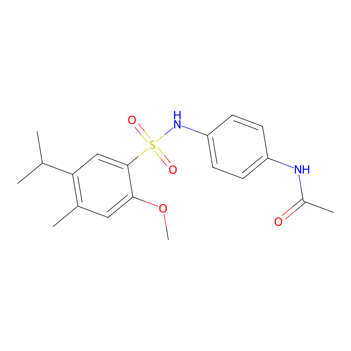 N-{4-[2-methoxy-4-methyl-5-(propan-2-yl)benzenesulfonamido]phenyl}acetamide molecular structure, CAS 2419705-19-2