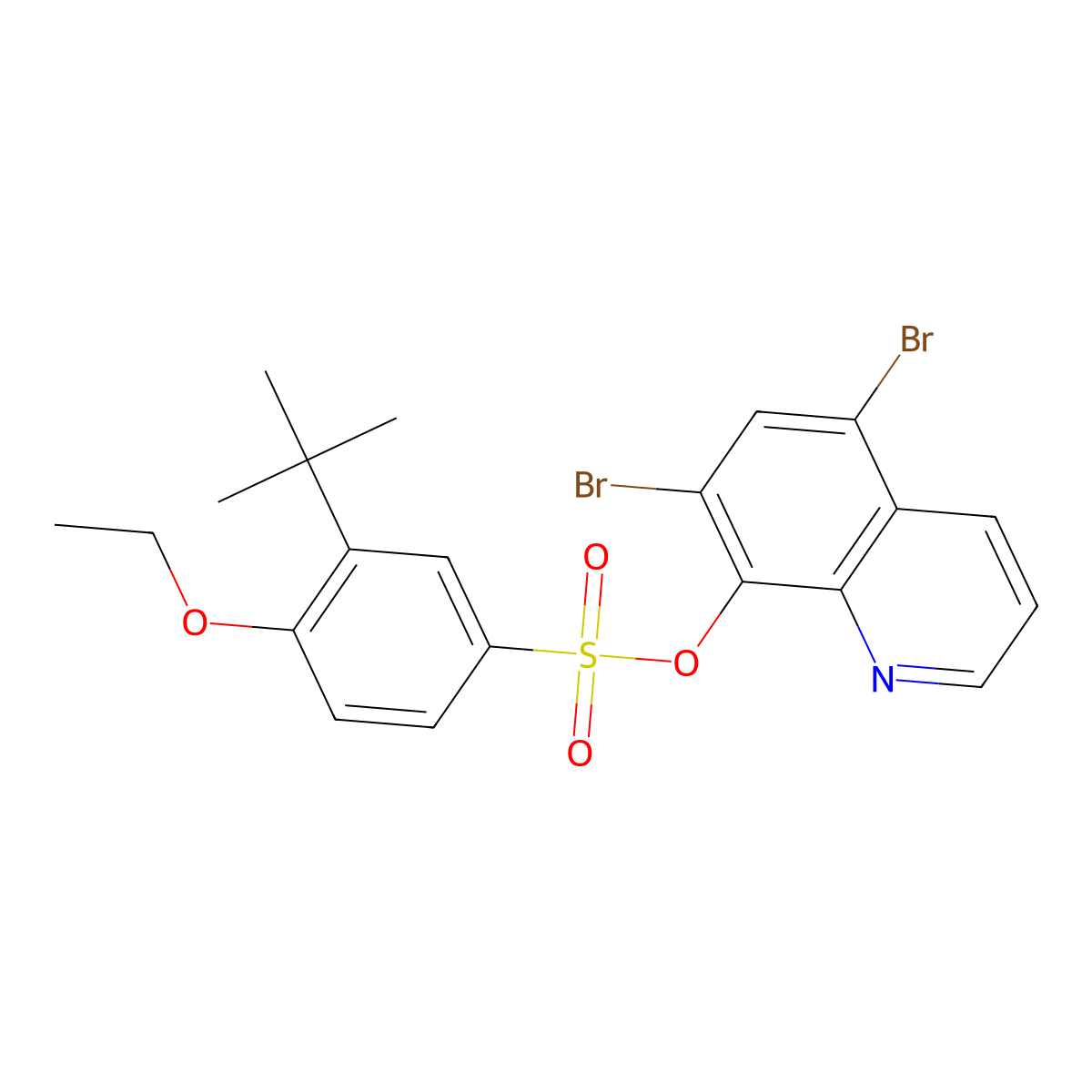 5,7-Dibromoquinolin-8-yl 3-tert-butyl-4-ethoxybenzene-1-sulfonate molecular structure, CAS 2419730-88-2