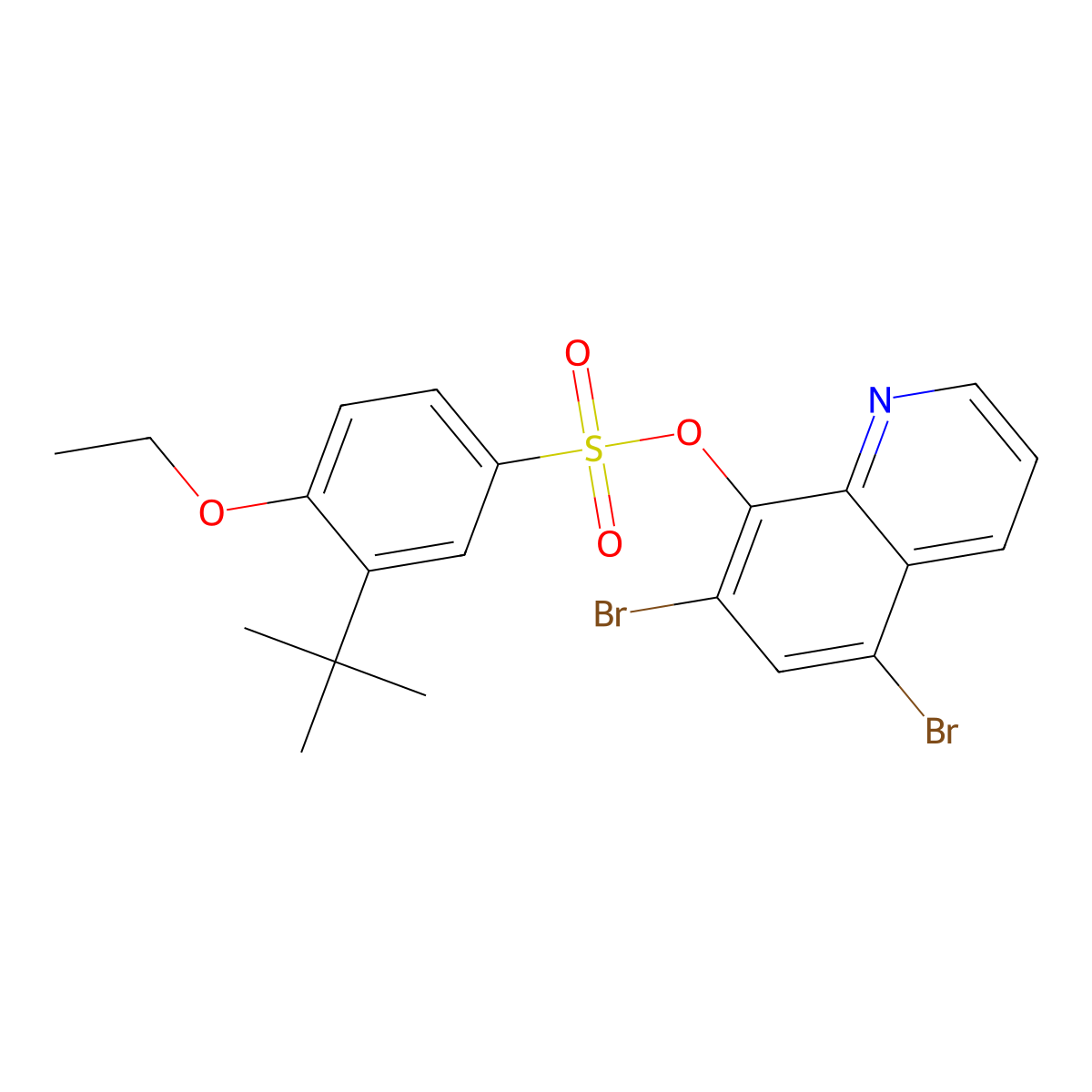 5,7-Dibromoquinolin-8-yl 3-tert-butyl-4-ethoxybenzene-1-sulfonate molecular structure, CAS 2419730-88-2