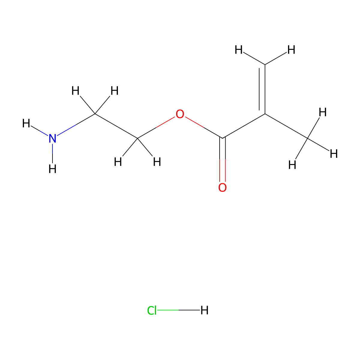 Aminoethyl methacrylate hydrochloride molecular structure, CAS 2420-94-2