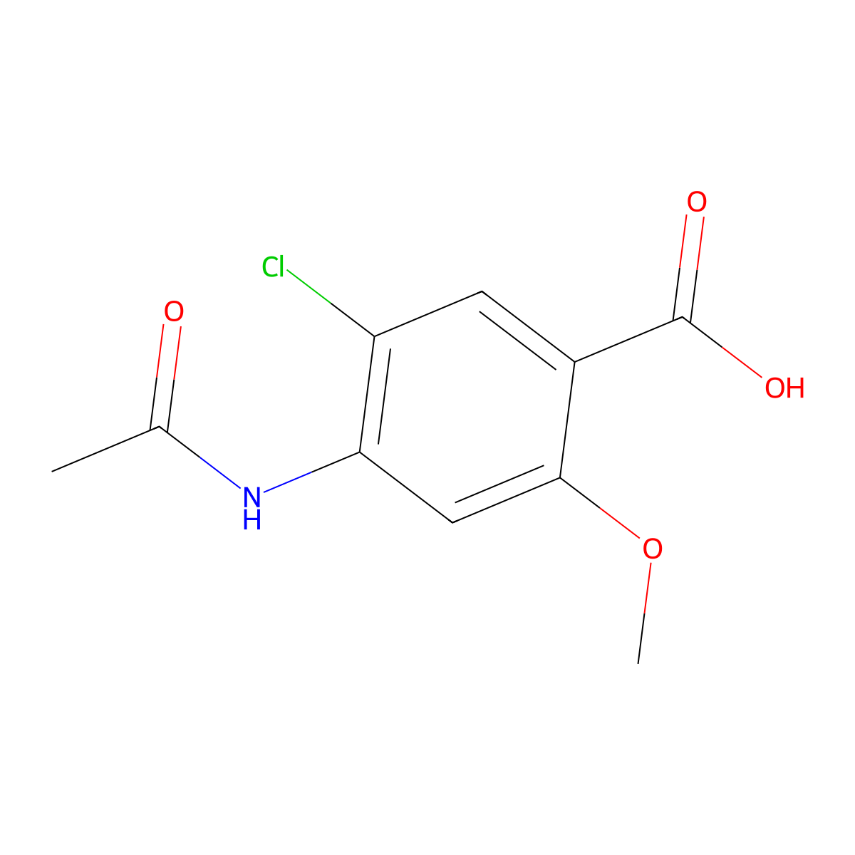 4-Acetamido-5-chloro-2-methoxybenzoic acid molecular structure, CAS 24201-13-6