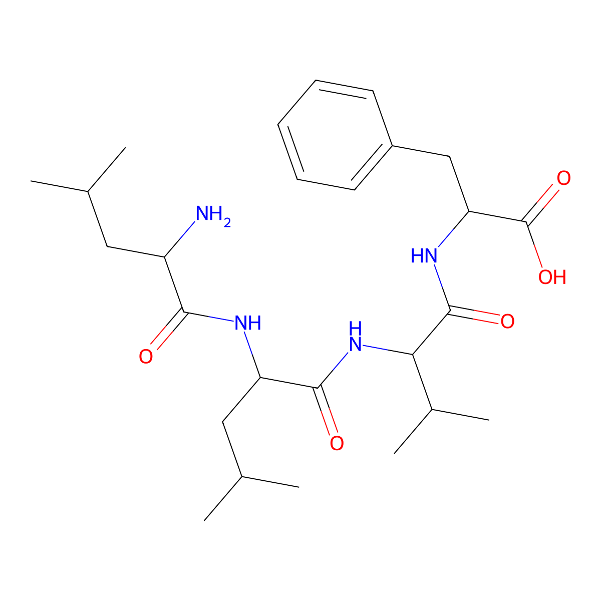 L-Leucyl-L-leucyl-L-valyl-L-phenylalanine molecular structure, CAS 24205-68-3
