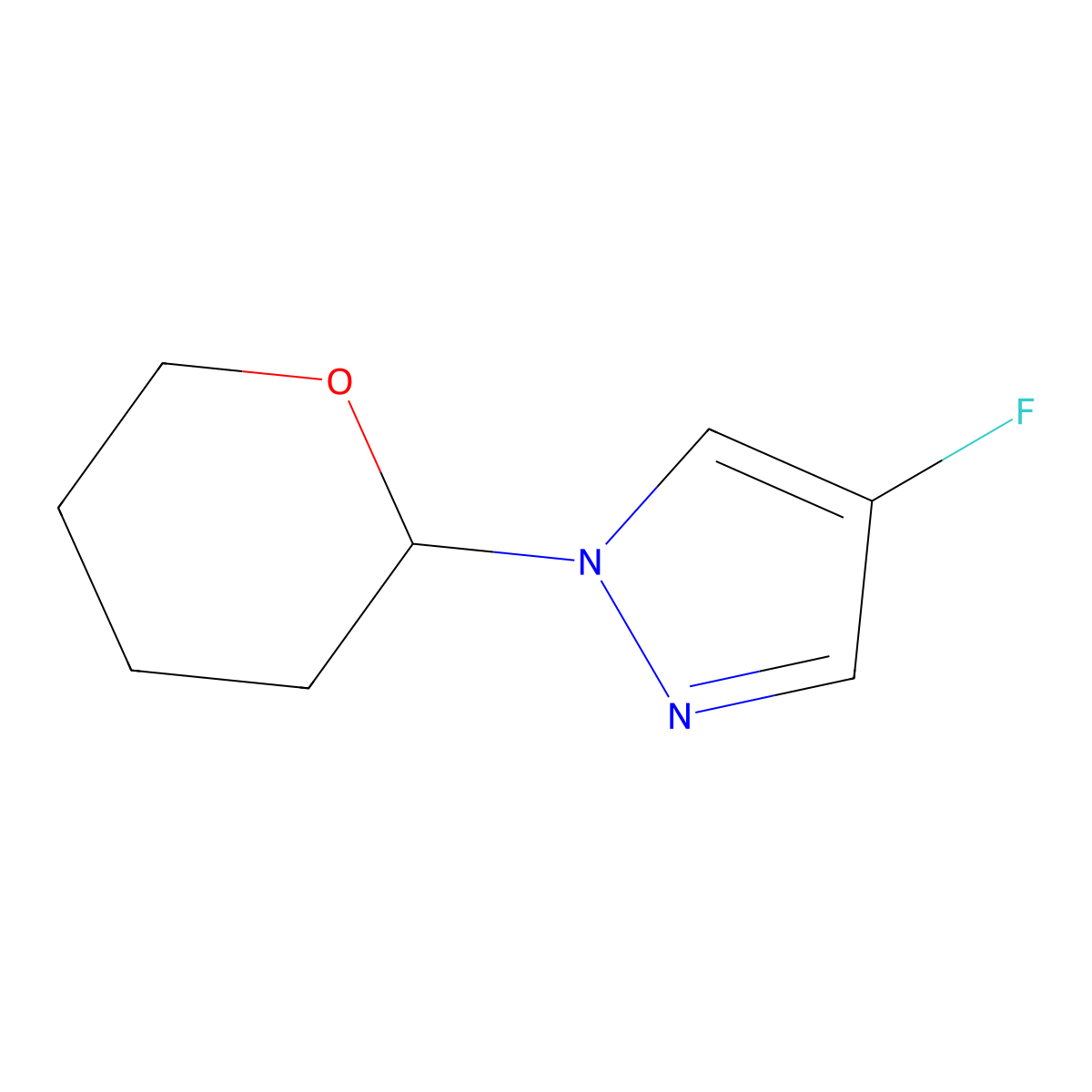 4-Fluoro-1-tetrahydropyran-2-yl-pyrazole molecular structure, CAS 2420509-28-8