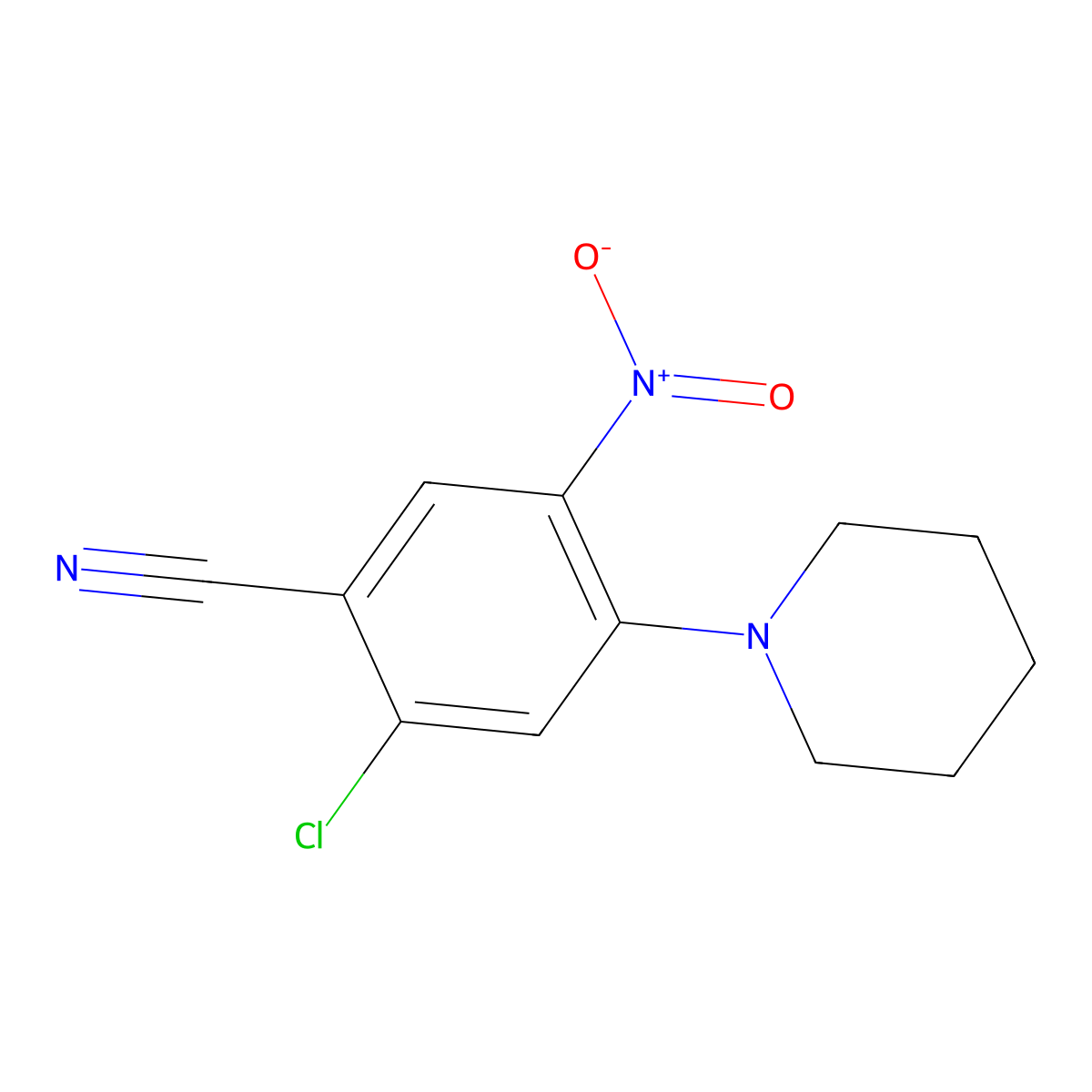 2-Chloro-5-nitro-4-(1-piperidyl)benzonitrile molecular structure, CAS 2420554-25-0