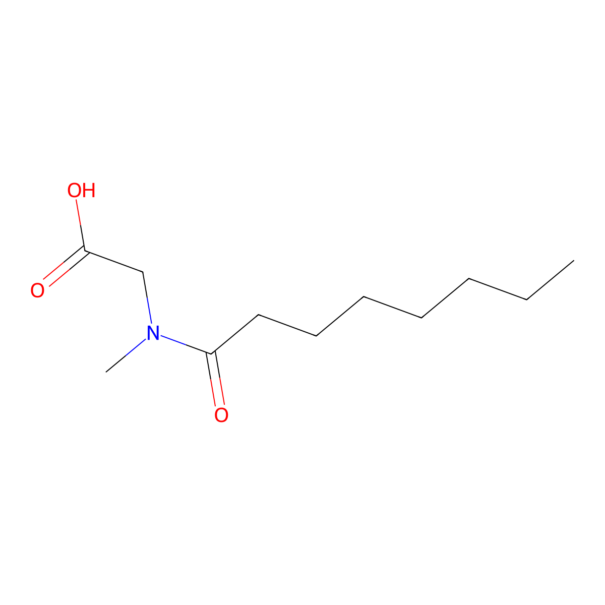 Capryloyl sarcosine molecular structure, CAS 2421-32-1
