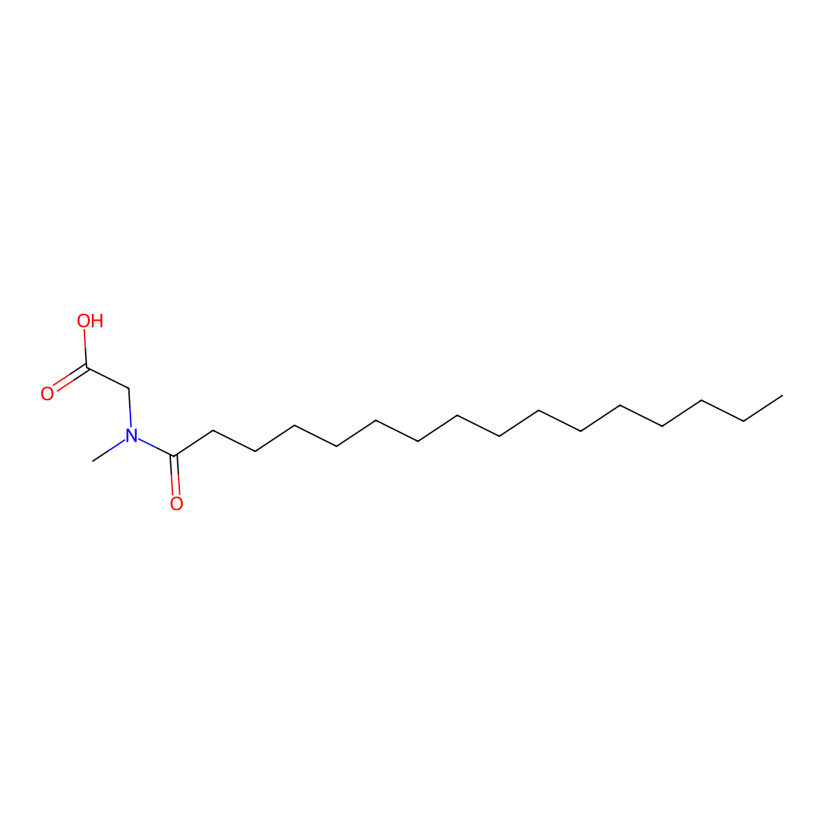 Palmitoyl sarcosine molecular structure, CAS 2421-33-2