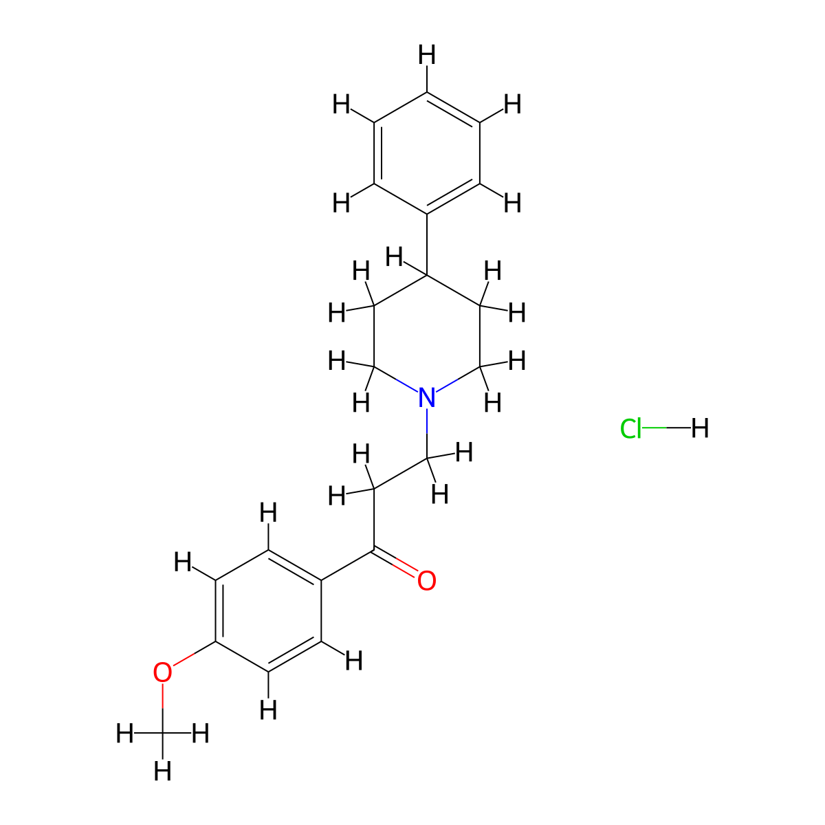 Propiophenone, 4-methoxy-beta-(phenyl-(1-piperidino))-, hydrochloride molecular structure, CAS 24210-97-7