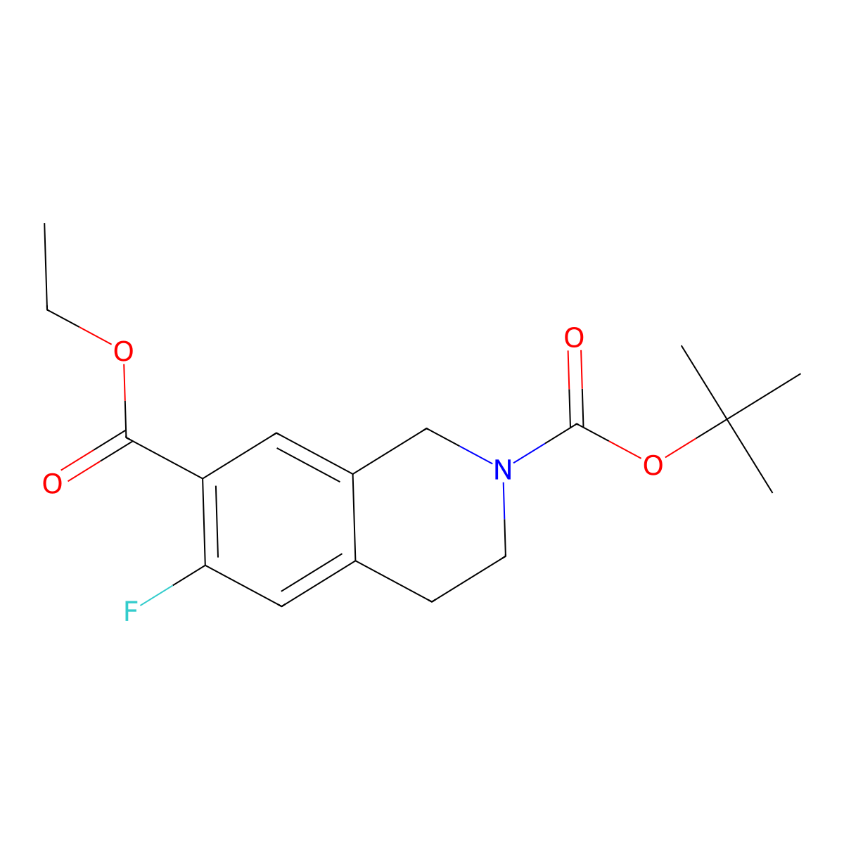O2-tert-butyl O7-ethyl 6-fluoro-3,4-dihydro-1H-isoquinoline-2,7-dicarboxylate molecular structure, CAS 2421113-21-3