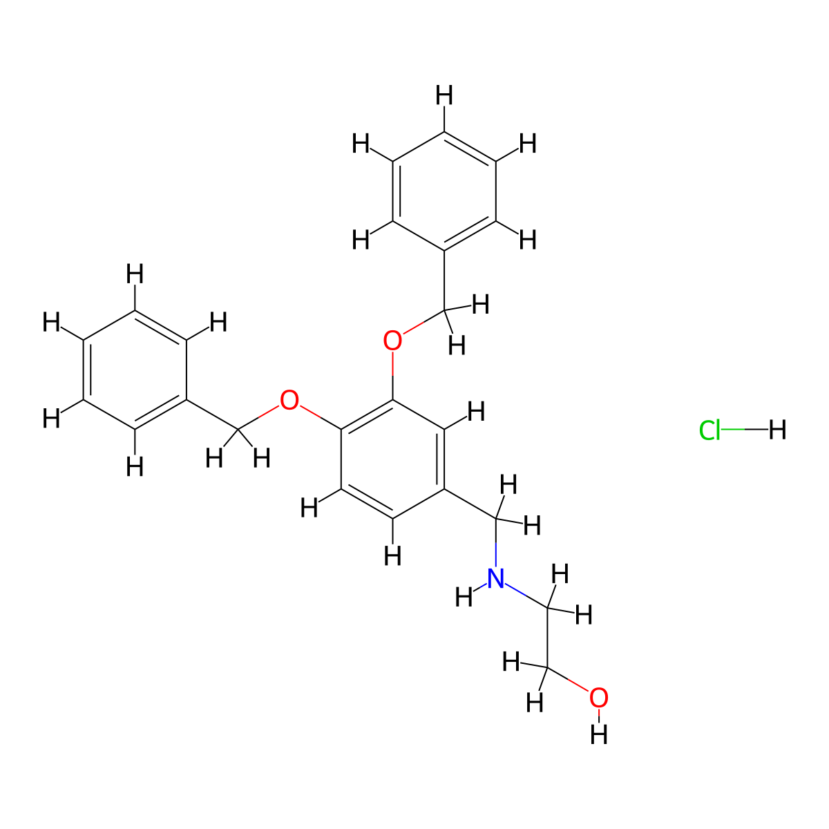 2-((3,4-Bis(benzyloxy)benzyl)amino)ethan-1-ol hydrochloride molecular structure, CAS 2421146-32-7