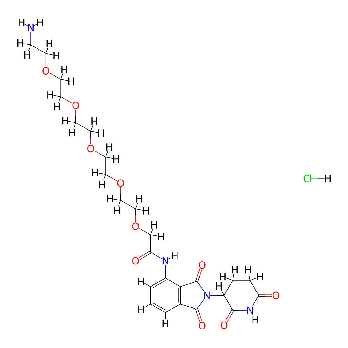 Pomalidomide-amino-PEG5-NH2 hydrochloride molecular structure, CAS 2421217-05-0