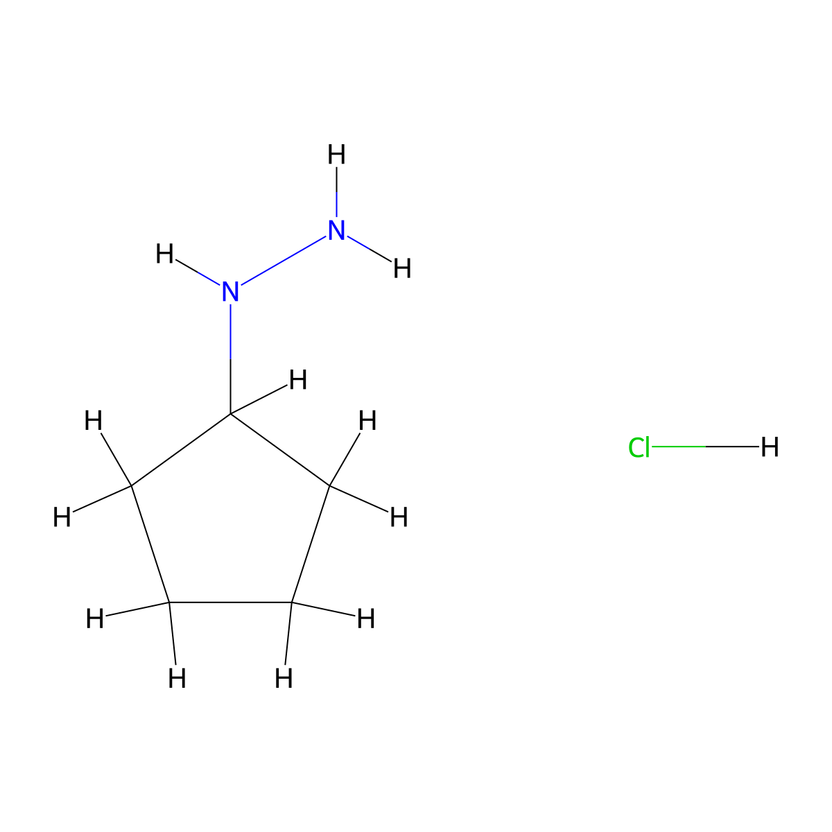Cyclopentylhydrazine hydrochloride molecular structure, CAS 24214-72-0