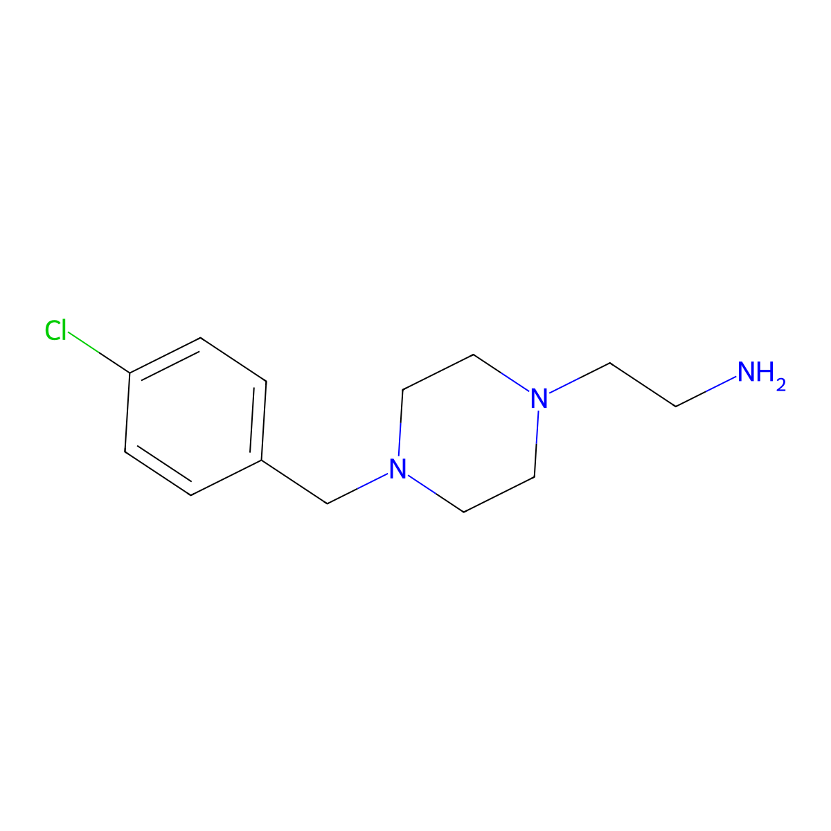 2-{4-[(4-Chlorophenyl)methyl]piperazin-1-yl}ethan-1-amine molecular structure, CAS 24220-85-7