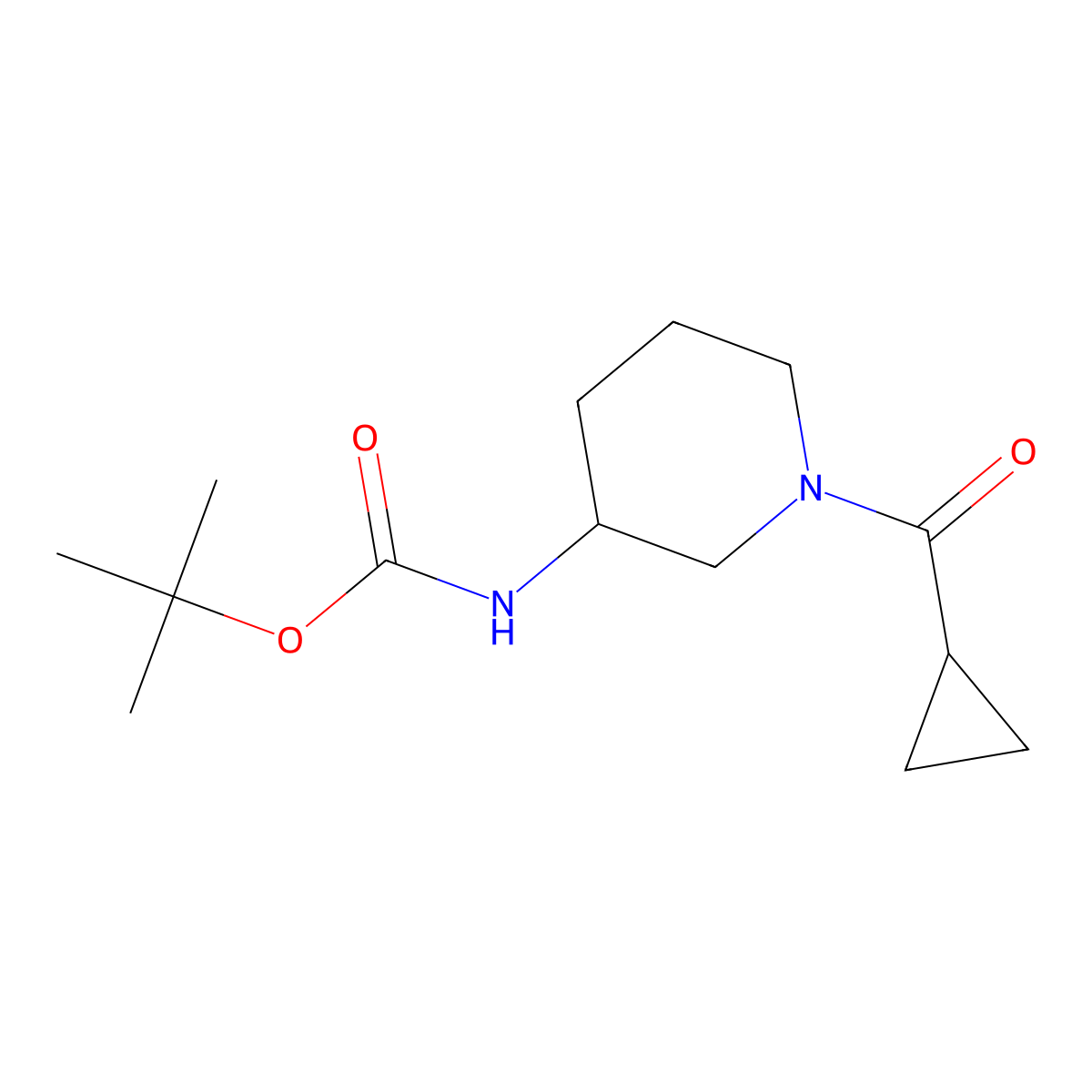 Tert-butyl [1-(cyclopropylcarbonyl)piperidin-3-yl]carbamate molecular structure, CAS 2422010-13-5