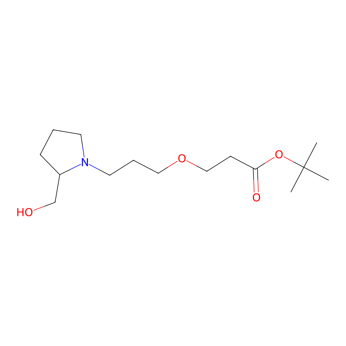 tert-butyl 3-[3-[(2S)-2-(hydroxymethyl)pyrrolidin-1-yl]propoxy]propanoate molecular structure, CAS 2422138-23-4