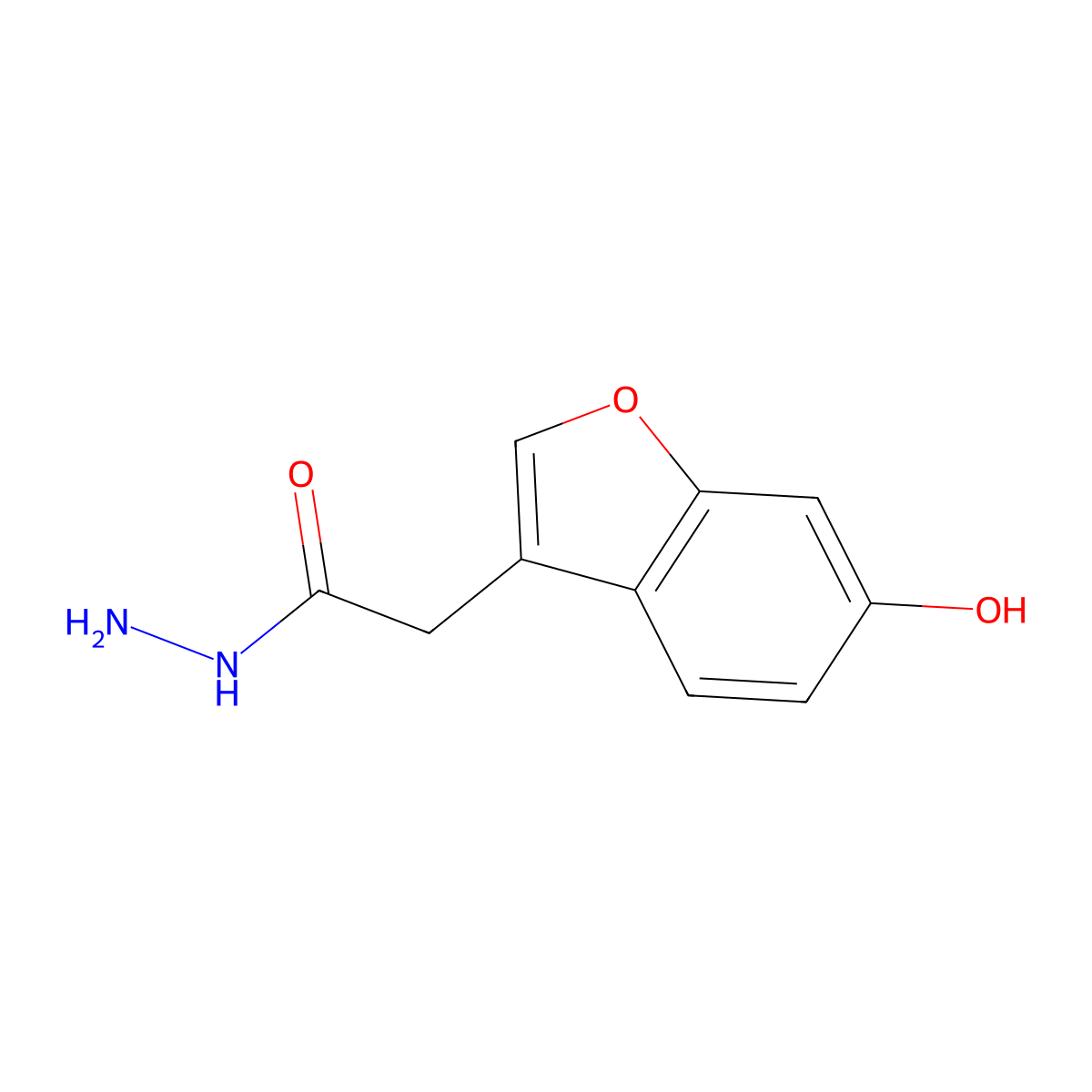 2-(6-Hydroxy-1-benzofuran-3-yl)acetohydrazide molecular structure, CAS 2422149-65-1