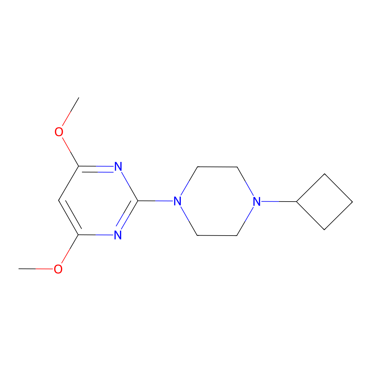 2-(4-Cyclobutylpiperazin-1-yl)-4,6-dimethoxypyrimidine molecular structure, CAS 2422301-25-3