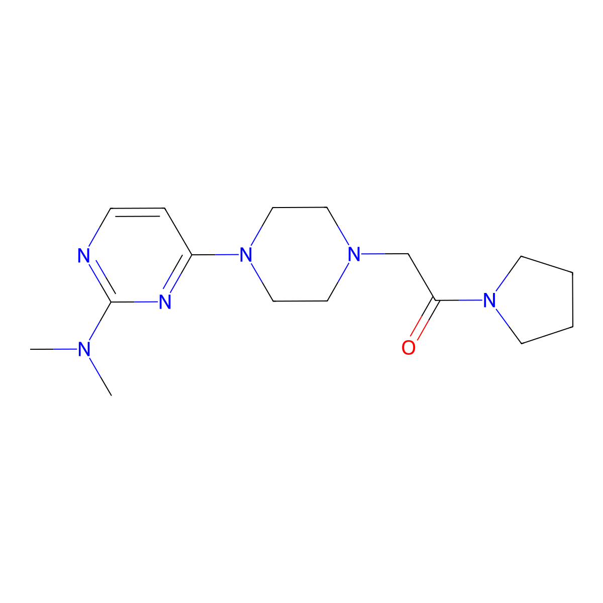 2-{4-[2-(Dimethylamino)pyrimidin-4-yl]piperazin-1-yl}-1-(pyrrolidin-1-yl)ethan-1-one molecular structure, CAS 2422417-74-9