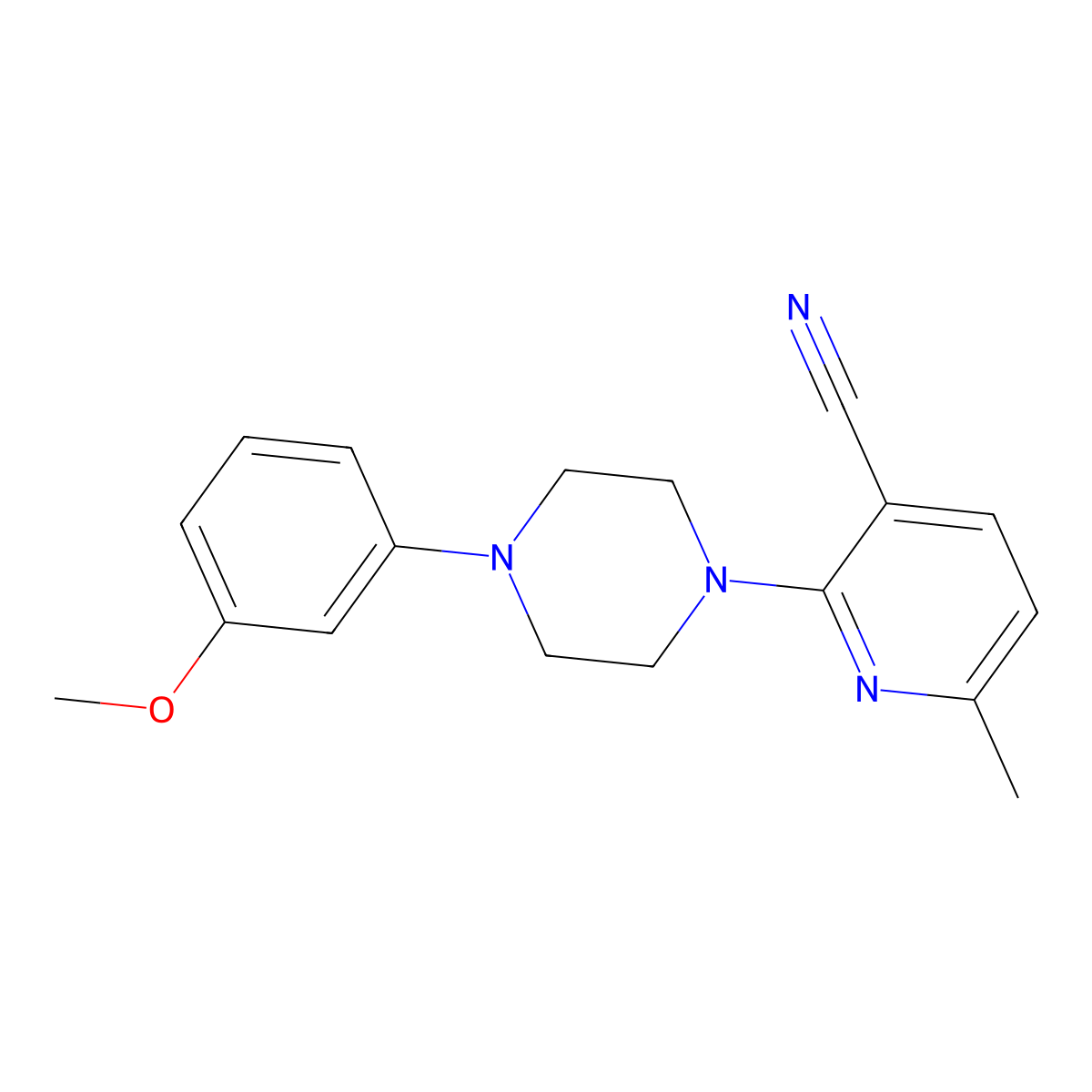 2-[4-(3-Methoxyphenyl)piperazin-1-yl]-6-methylpyridine-3-carbonitrile molecular structure, CAS 2422461-77-4