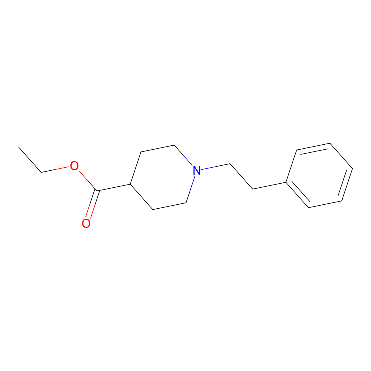 1-(Phenylethyl)-4-(ethoxycarbonyl)piperidine molecular structure, CAS 24228-41-9