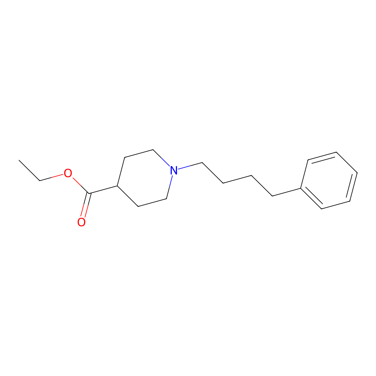 Ethyl 1-(4-phenylbutyl)-4-piperidinecarboxylate molecular structure, CAS 24228-42-0