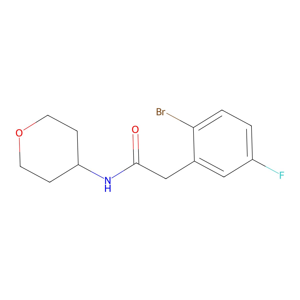 2-(2-Bromo-5-fluorophenyl)-N-(tetrahydro-2H-pyran-4-yl)acetamide molecular structure, CAS 2423353-21-1